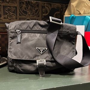 Prada Black Nylon Messenger Bag